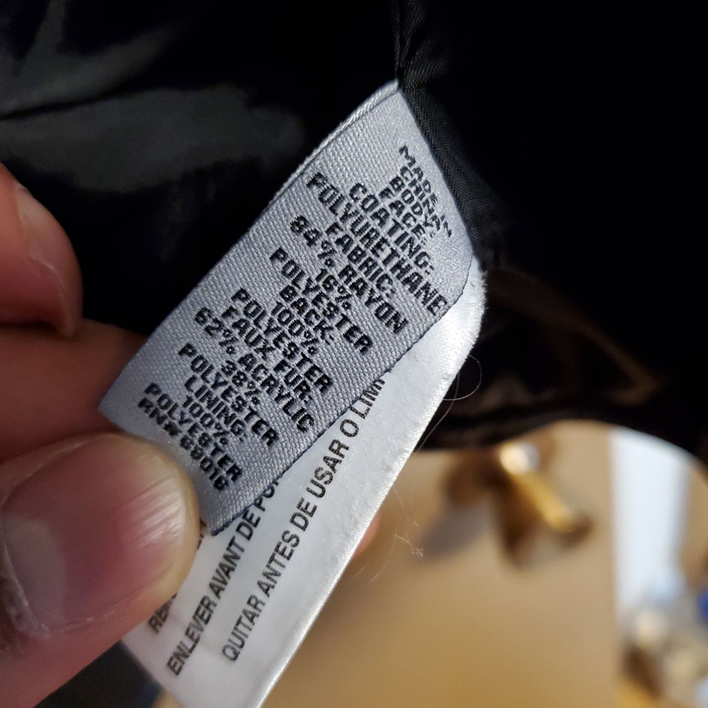 Women's Rough Hewn Grey Black Faux Leather Jacket with Fur Trim Size Medium - Picture 4 of 4